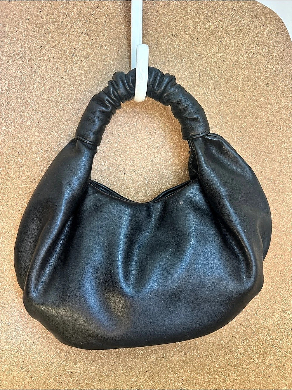 Ruched Hobo Handbag Black handbag